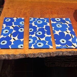 Marimekko Unikko 24” x 12” Heavy Cotton Blue Floral Panels Ready to Hang